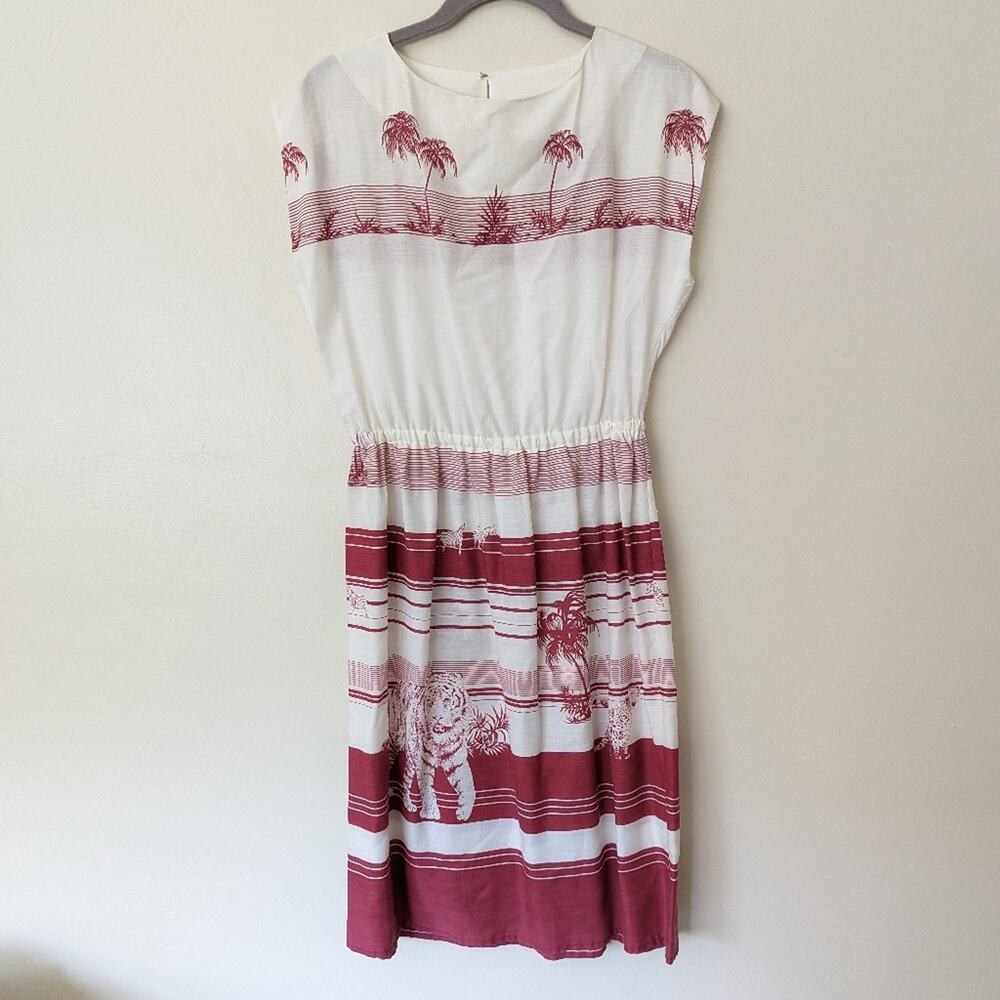 Vintage-style safari animal red white dress XS/S?